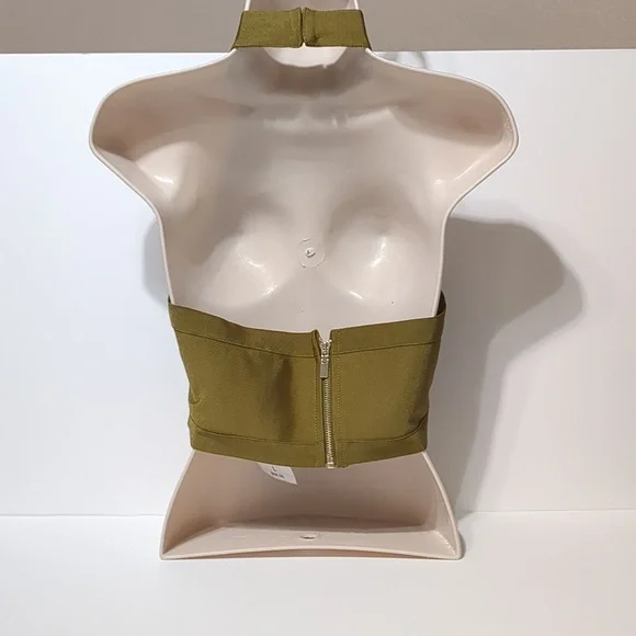 Forever 21 Crop Top  Sleeveless Olive Green size Large - Picture 2 of 8